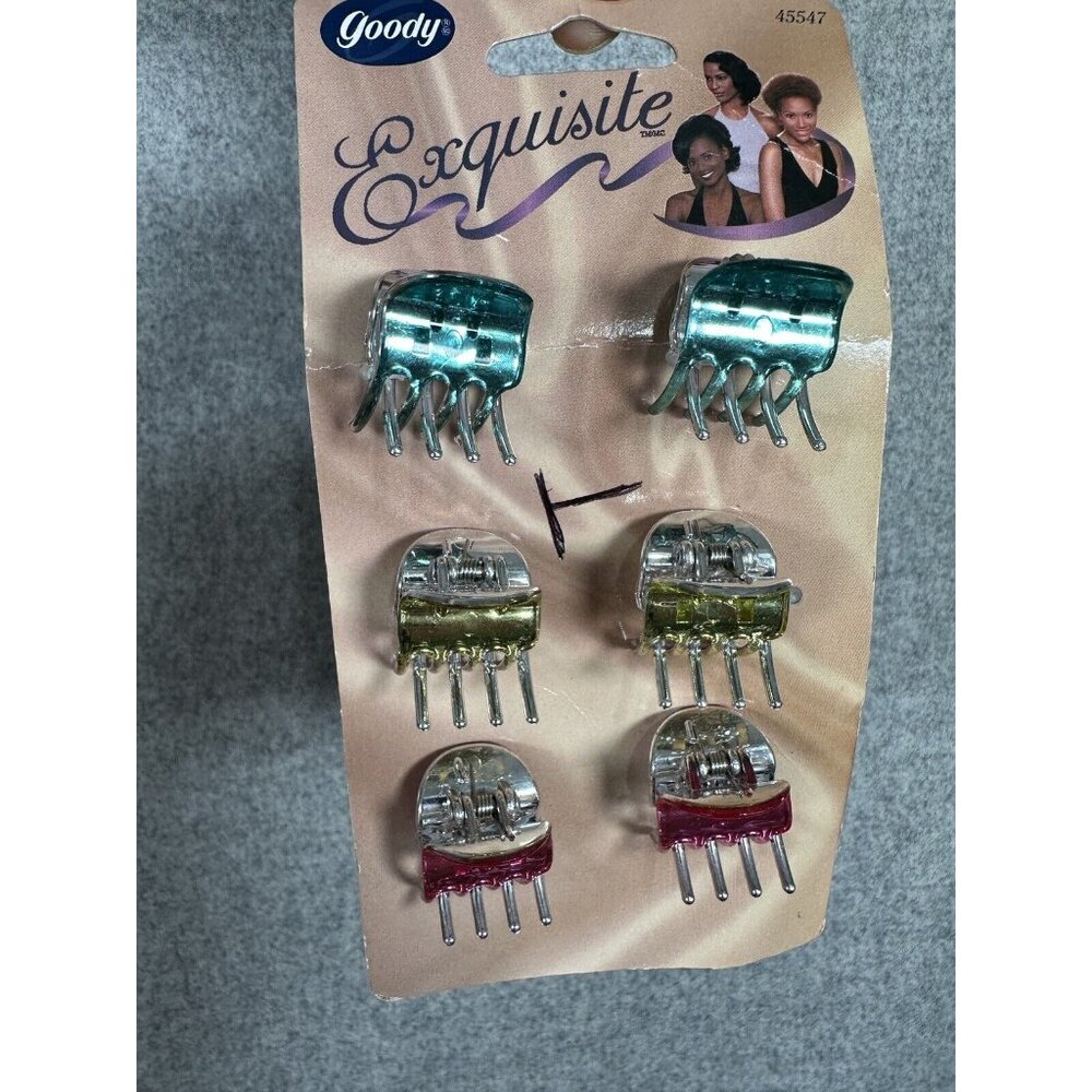 Vintage 1999 Goody Small Claw Hair Clips Exquisite Blue Pink Gold Y2K New